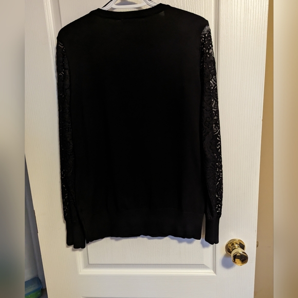 NWOT black cardigan with lace sleeves - Picture 3 of 9